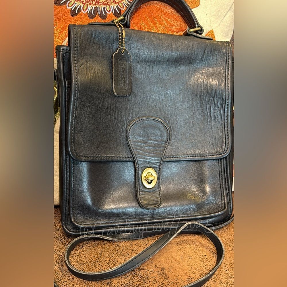 VINTAGE COACH STATION LEATHER CROSSBODY BAG w/HANGTAG &STRAP BRASS TURNLOCK VGVC - Picture 5 of 17